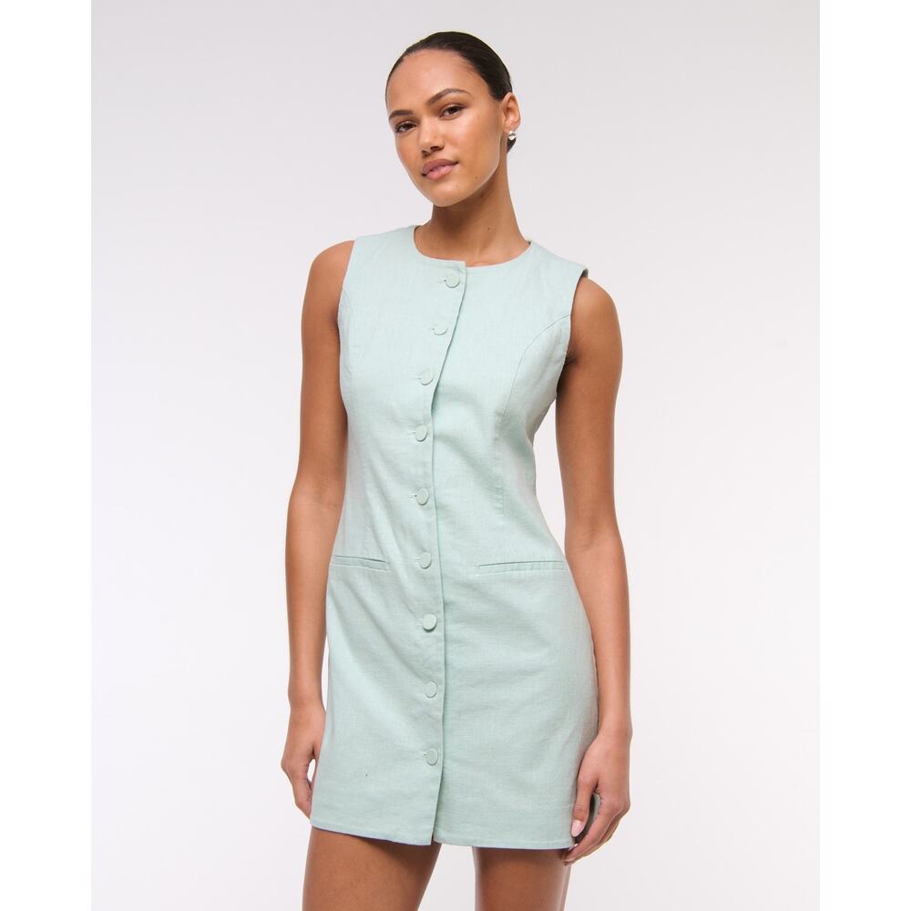 Abercrombie & Fitch A&F Mara Linen-Blend Mini Dress, LARGE NWT